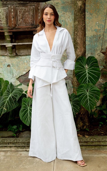 Andes High-Rise Crepe Wide-Leg Pants