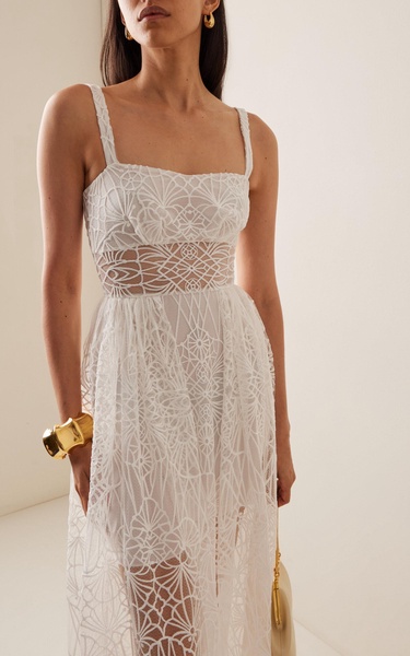 Embroidered Tulle Maxi Dress