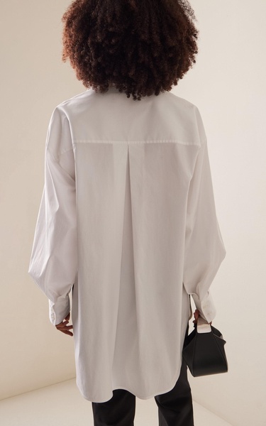 Oversized Cotton-Blend Button-Down Shirt