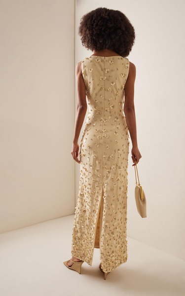 Claudia Embellished Crepe Maxi Dress