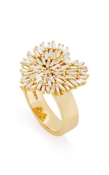 18K Yellow-Gold and White Diamond Heart Ring