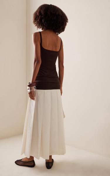 Liena Pleated Jersey-Cotton Maxi Dress