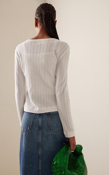 Pointelle-Knit Cotton Cardigan