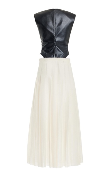 Mina Leather and Wool-Cashmere Maxi Dress