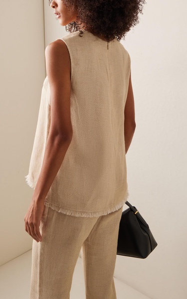 Debbia Raw-Edge Linen-Blend Top