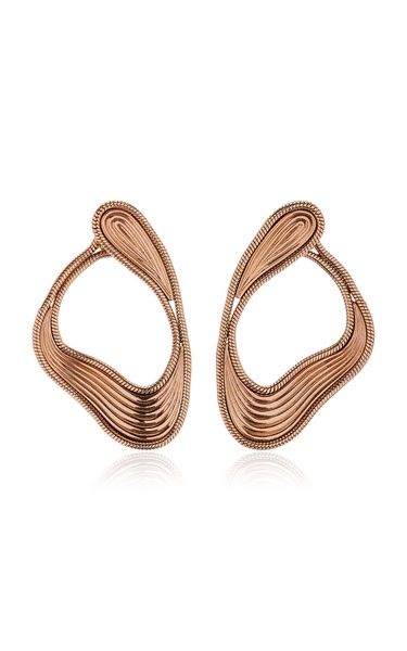 Stream Lines 18K Rose Gold Hoop Earrings