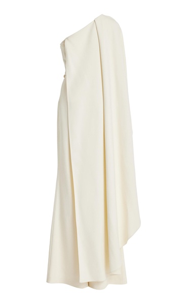 Draped One-Shoulder Crepe Jumpsuit