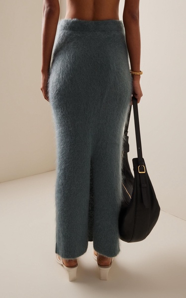 Brushed Mohair-Blend Midi Skirt