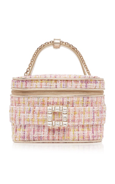 Crystal-Buckle Tweed Vanity Bag