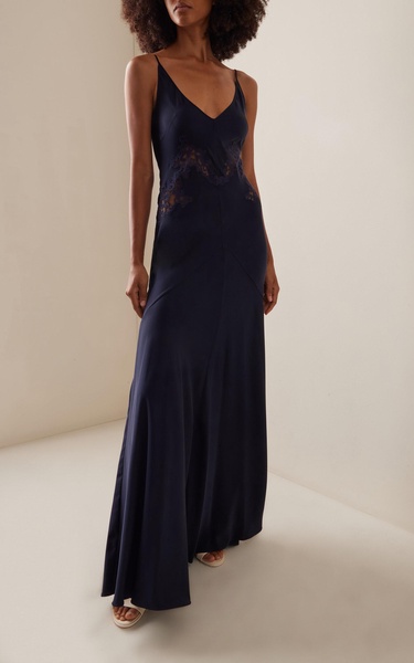 Apuleius Lace-Inset Silk Maxi Slip Dress