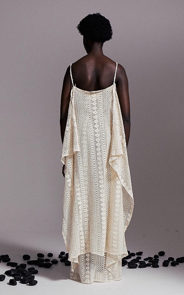 Scarf-Detailed Cotton Crochet Maxi Dress