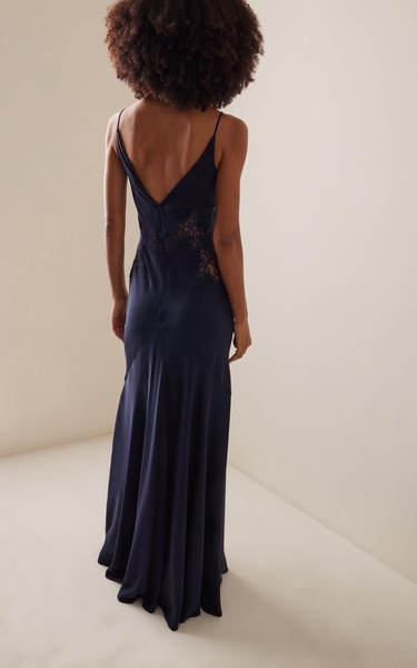 Apuleius Lace-Inset Silk Maxi Slip Dress