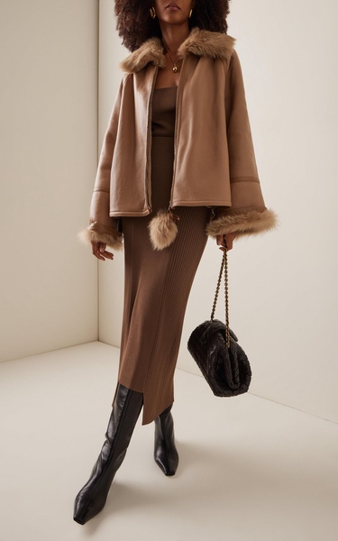 Odellies Fur-Trimmed Shearling Coat