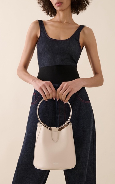 Ring-Handle Leather Bucket Bag