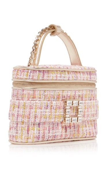 Crystal-Buckle Tweed Vanity Bag