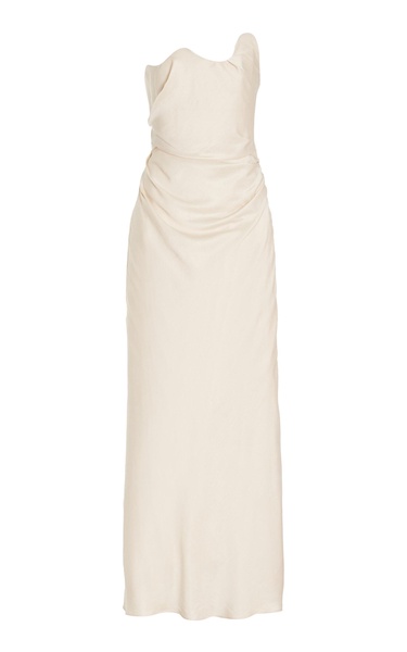 Aries Curved Eco-Satin Maxi Dress