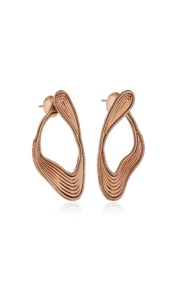 Stream Lines 18K Rose Gold Hoop Earrings