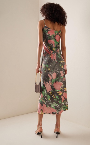 Printed Silk Midi Slip Dress