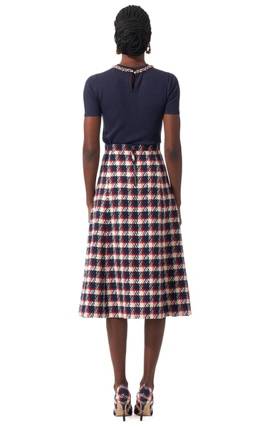 Patterened Cotton-Blend A-Line Midi Skirt