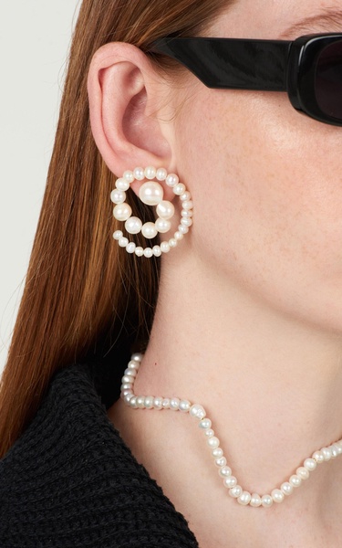 Spiral 14K Gold-Plated Pearl Earrings