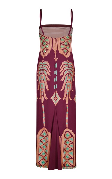 Wedge Weave Embellished Silk Maxi Dress