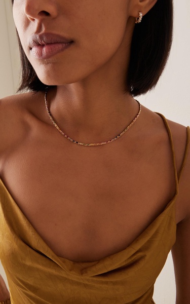 Linear 18K Rose Gold Sapphire Tennis Necklace