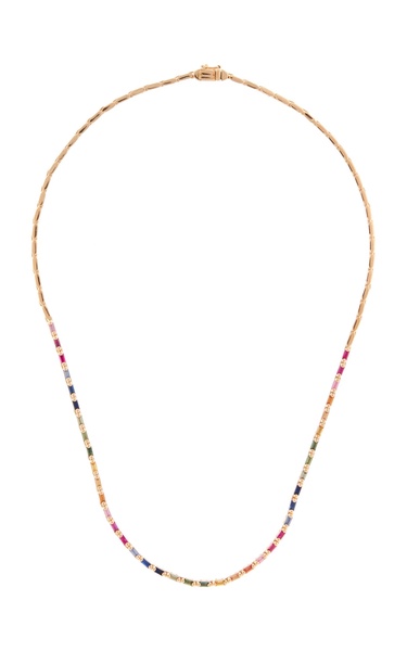 Linear 18K Rose Gold Sapphire Tennis Necklace