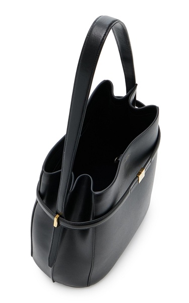 Belted Leather Bucket Bag