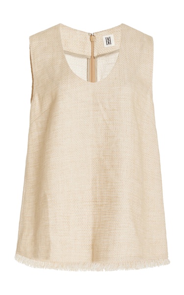 Debbia Raw-Edge Linen-Blend Top