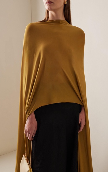 The Mayowa Draped Sheer Crepe Top