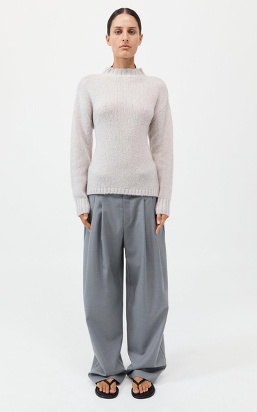 Ribbed-Trim Cotton-Blend Sweater