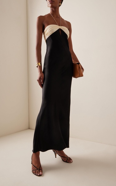 Áine Bow-Detailed Cutout Satin Maxi Dress