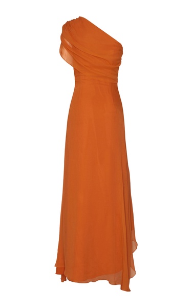 Copitas Asymmetric Silk Chiffon Maxi Dress