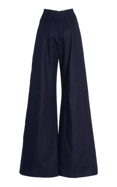 High-Rise Cotton-Blend Flared Pants