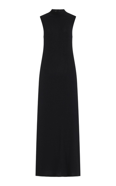 Lauren Sleeveless Jersey Turtleneck Maxi Dress