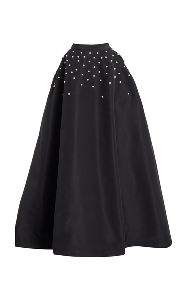 Pearl-Embroidered Silk Faille Ball Skirt