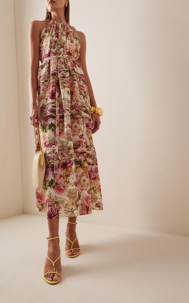 Sabine Floral-Printed Silk Crepe Midi Dress