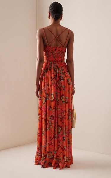 Ines Floral-Printed Silk Maxi Dress