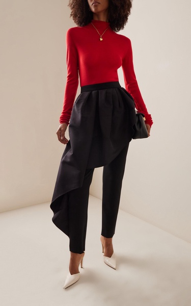 Drape-Detailed Skinny-Leg Pants