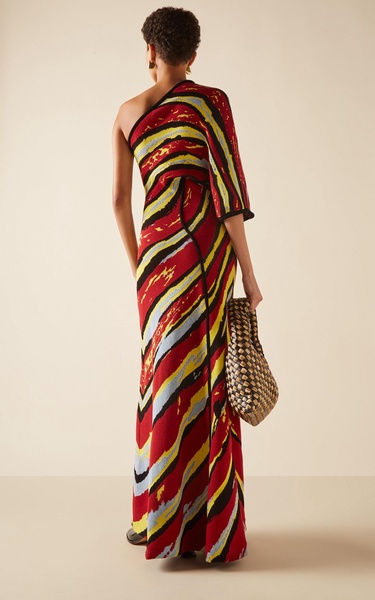 One-Shoulder Jacquard-Knit Maxi Dress