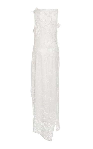 Rosette-Detailed Lace Maxi Dress