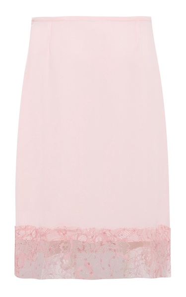 Zole Lace-Trimmed Crepe Midi Skirt