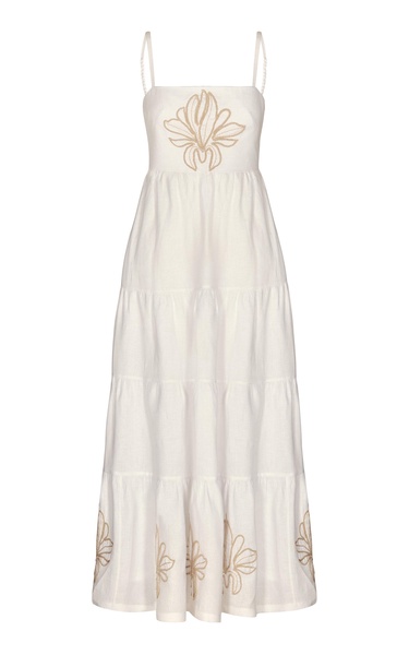 La Catedral Embroidered Linen Maxi Dress