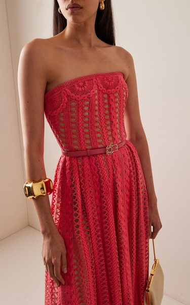 Embroidered Strapless Knit Maxi Dress