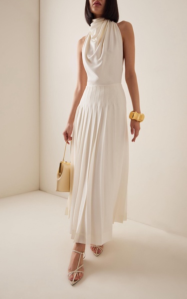 Exclusive Nathalie Draped Crepe Maxi Dress