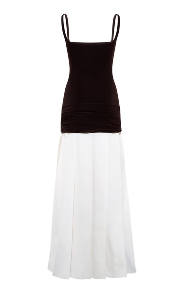 Liena Pleated Jersey-Cotton Maxi Dress