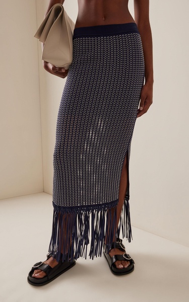 Arden Fringed Knit Midi Skirt