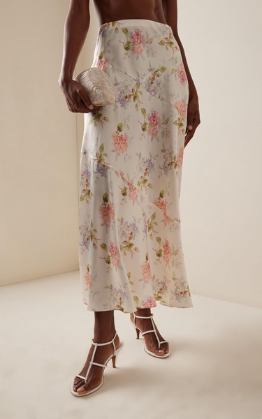 Booker Floral Silk Midi Skirt