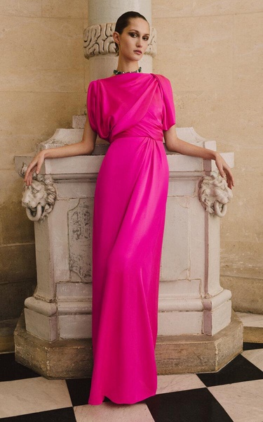 Asymmetrical Draped Silk Gown