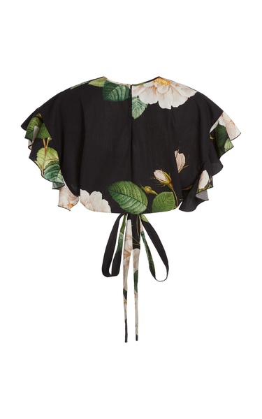 Floral-Printed Cotton Poplin Crop Top